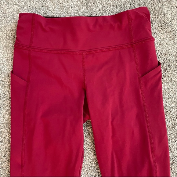 Lululemon Fast Free Cropped Tight 25 x 21 Women’s Size 4 Red Pocket Leggings - Picture 2 of 12